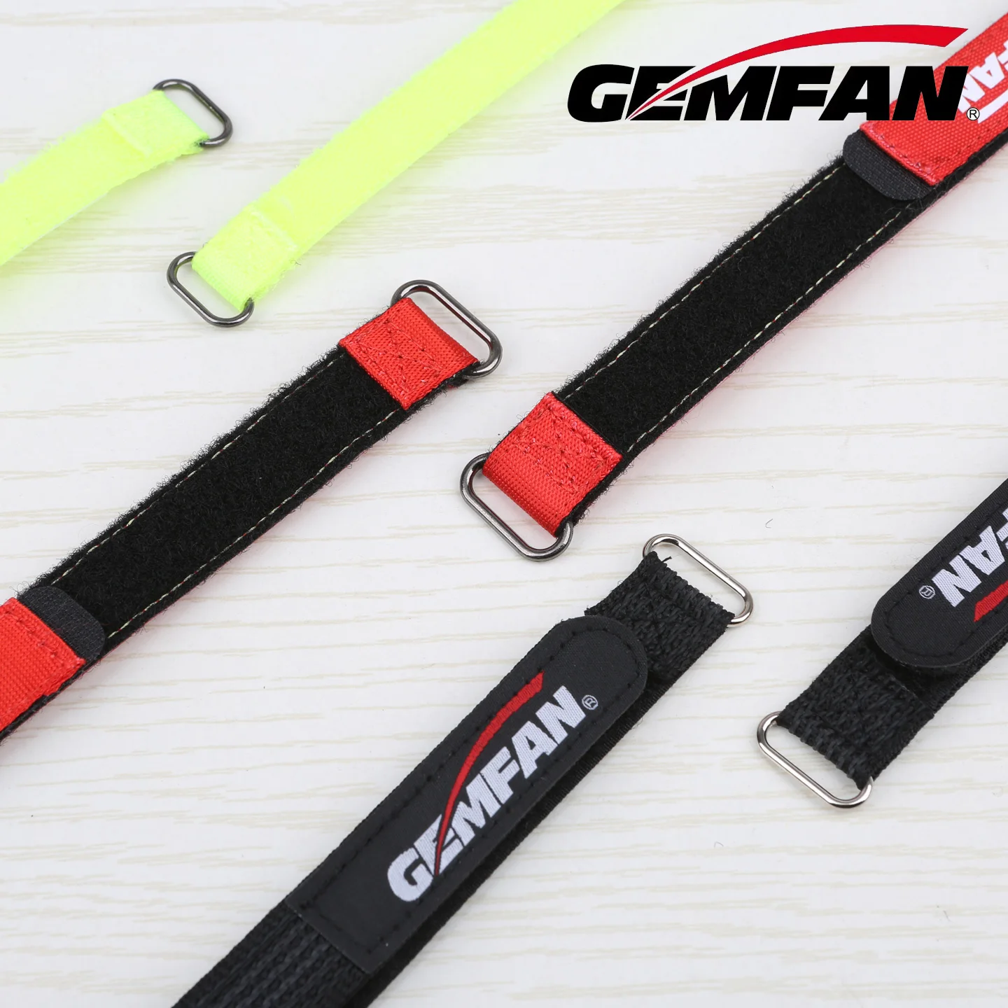 Gemfan GF FPV Anti-Slip Battery Strapping Belt with Metal Clips for Battery Fixation (Fluorescent Green, Red, Black)