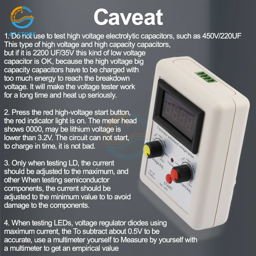 IGBT Transistor Withstand Voltage Tester 110V-2600V Voltage Capability Tester Diode MOS Triode Digital Voltmeter Testing Tool