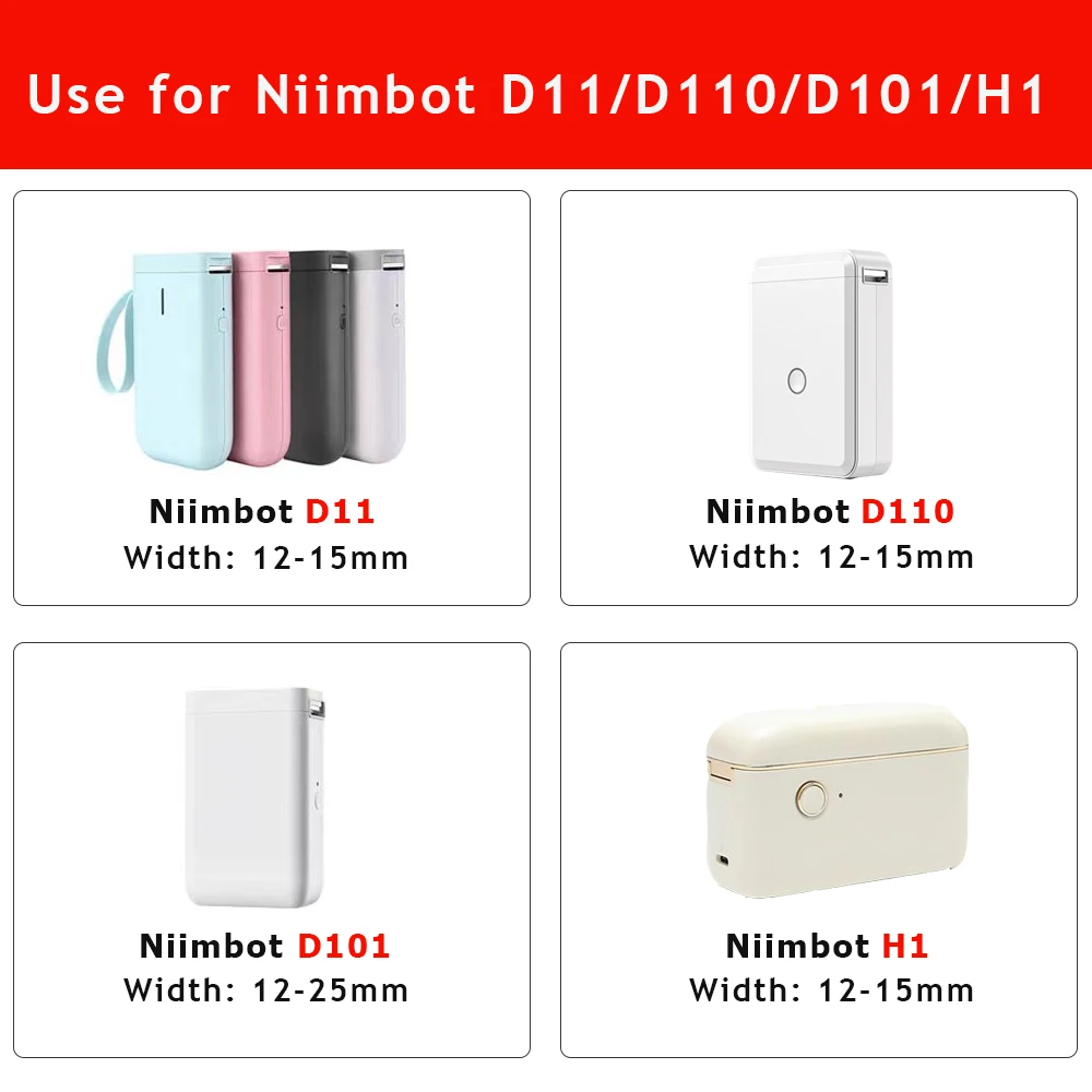 1Roll Niimbot D11 D101 D110 H1 Label Sticker Paper Rolls Various sizes of White Color Rolls