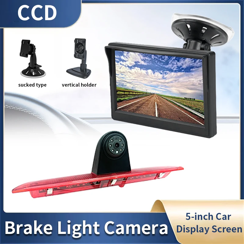 5 Inch HD TFT LCD Rear View Monitor with Suction Cup and Bracket，With Brake Light Camera For Ford Transit Van 2015-2020