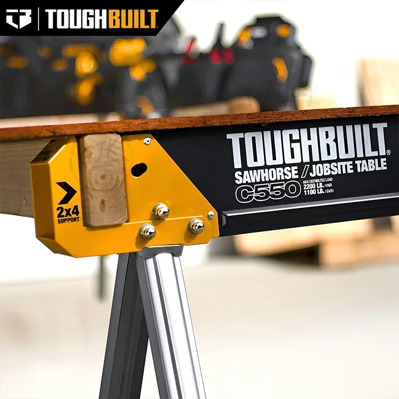 ToughBuilt - طاولة المنشار/Jobsite القابلة للطي - قوية وشديدة التحمل، فولاذ عالي الجودة بنسبة 100%، مقبض سهل الحمل مقاس 41.5 بوصة - (TB-C550)