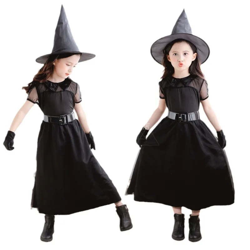 

Halloween Costume Children's Witch Costume Black Mesh Witch Dress Witch Vampire Demon Girl