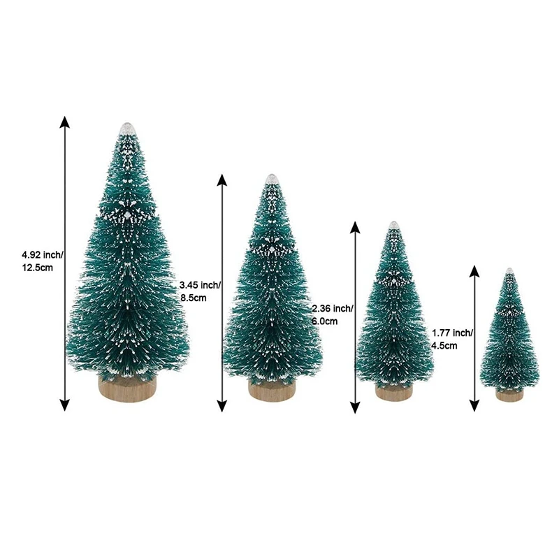 35 PCS Miniature Christmas Tree Artificial Snow Frost Trees Pine Trees For Christmas DIY Craft Party Decoration (4 Size)