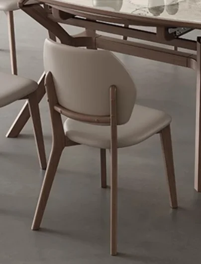 #@Solid Wood Cream-colored Wooden Legs Modern Design Lightweight Dining Chair for Kitchen