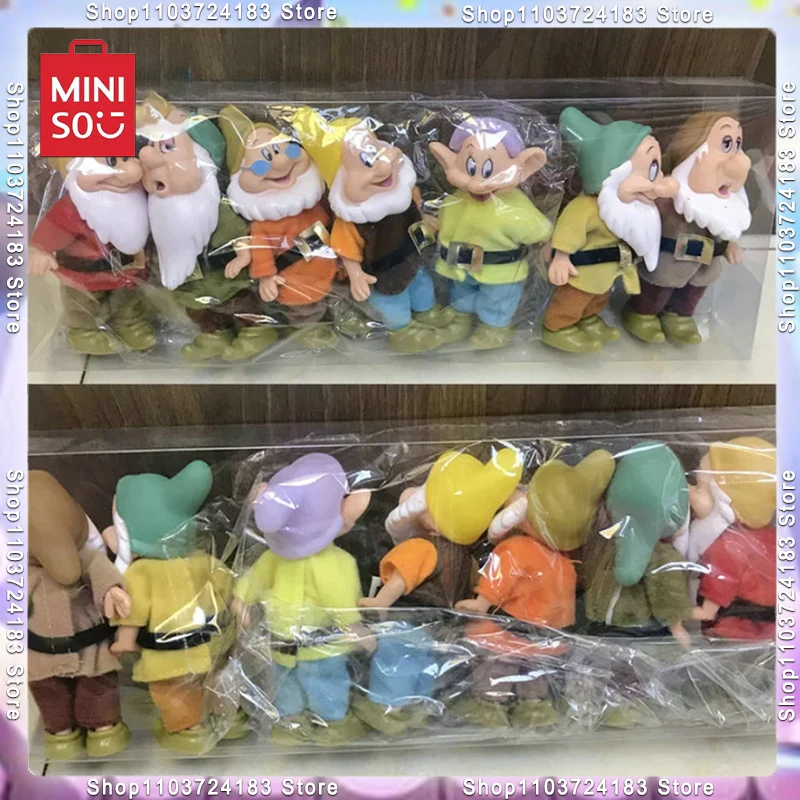 

MINISO 7 шт. Disney Белоснежка и семь карликов экшн-Фигурки игрушки 15 см статуя ПВХ куклы торт Топпер игрушки для детей подарок на день рождения