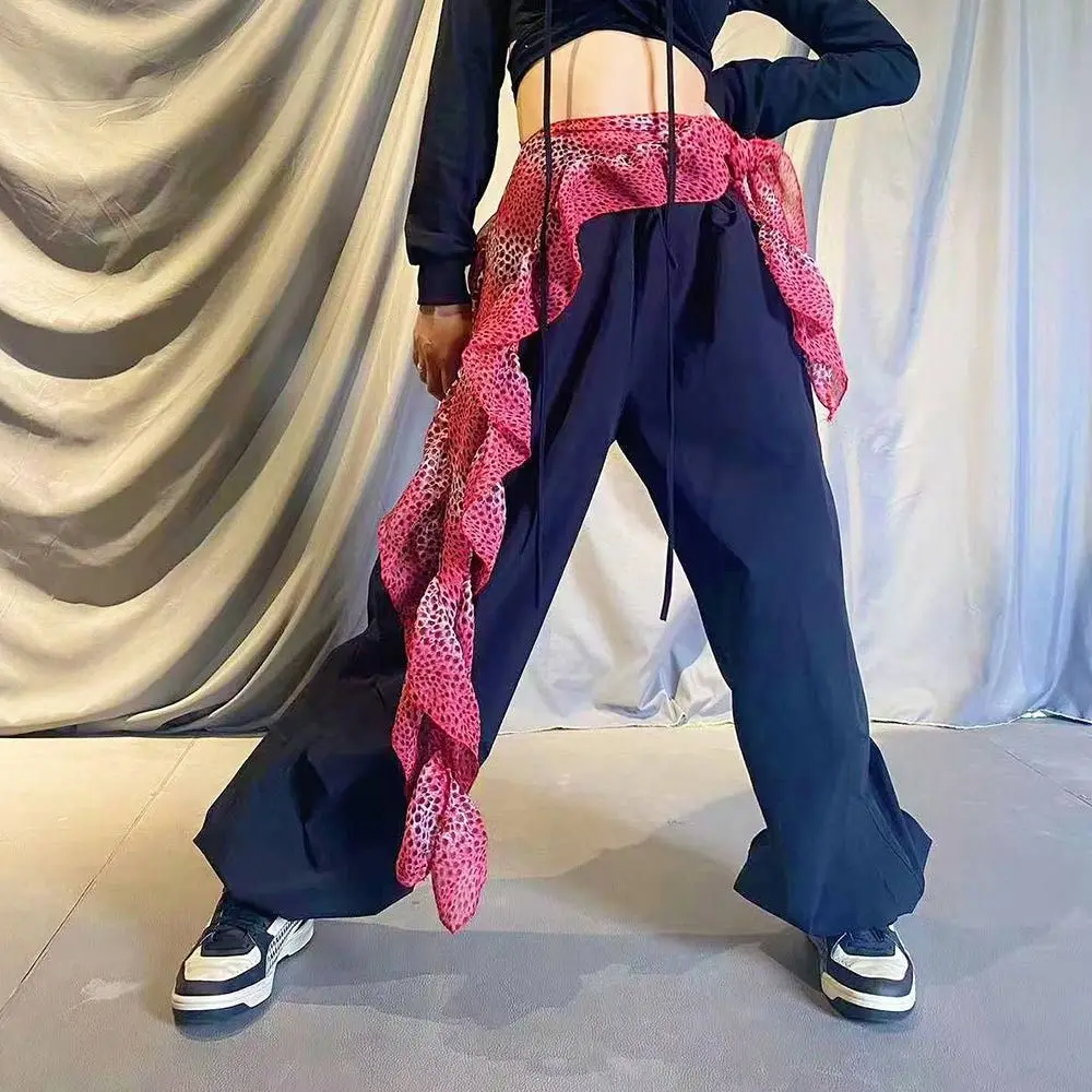 Jeans Pants Decor Leopard Lace Mini Skirt See Through Y2K Streetwear Ruched Skirts Lace-up Design High Waist Butt Curtain