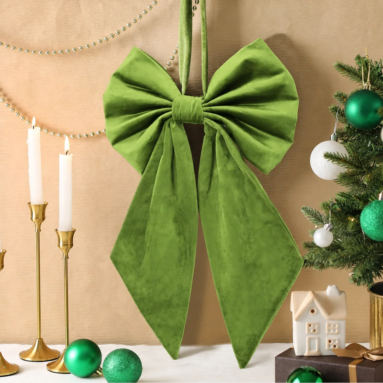 Fabric Decorative Bow Delicate Large Decorative Bow Christmas Bow High Quality For Wedding Party Holiday Party Christmas Tree
