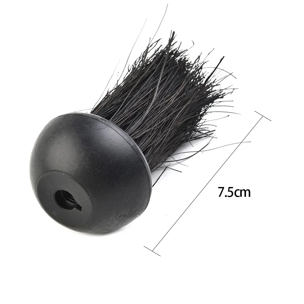 Hearth Brush Head Fireplace Brush Round 3/8 Inch Threaded Hole Black Fireside Hair Length 7.5cm Plastic Handle