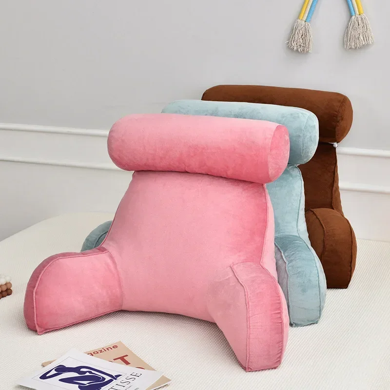 

v Reading Pillow With Armrest Detachable Bed Plush Big Backrest Rest Removable Neck Pillow Back Support Chair Cushion