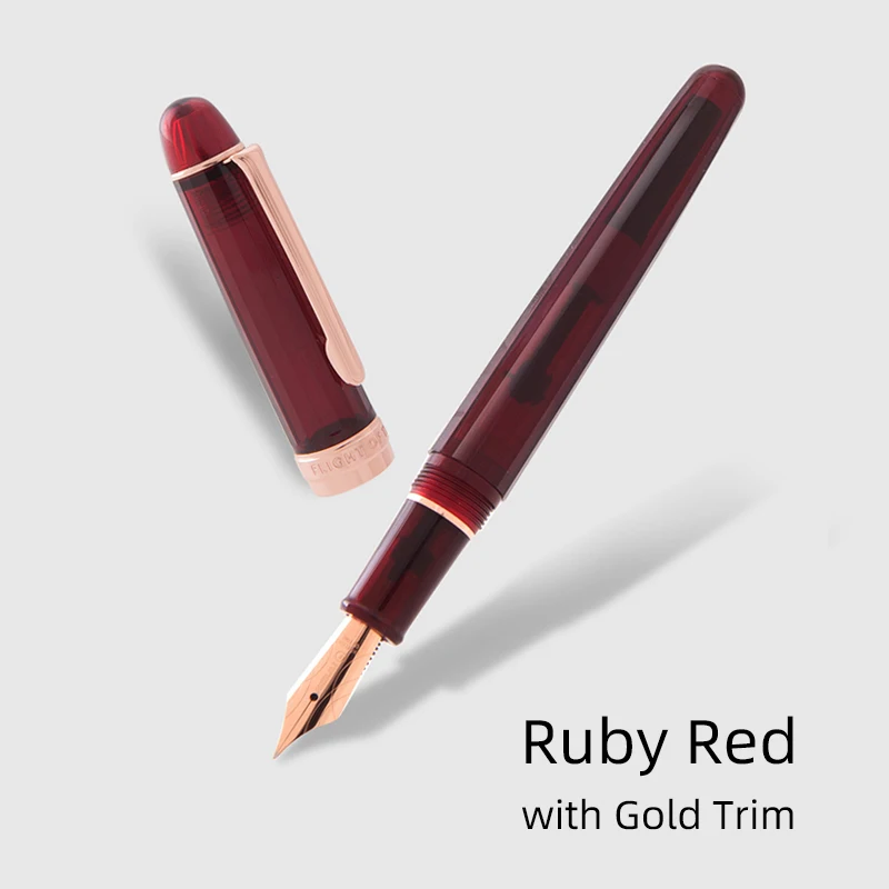 Pióro wieczne Natami Ruby Red, cienka stalówka, złote wykończenie, płynne pisanie, konwerter do napełniania tuszem, luksusowy prezent, do biura, biznesu, pióro do podpisu. — zdjęcie produktu 6