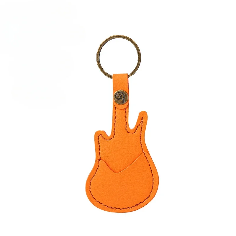 Guitar Picks PU Leather Guitar Picks Storage Bags Organizer Portable Multifunctional Key Chain Holder for Guitar Accessories 1pc