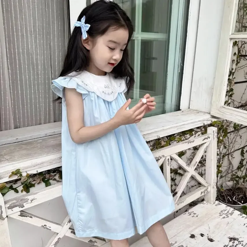 

2PCS Baby Girls Clothes Birthday Party Infant Toddler College Style Casual Embroidery Girls Dresses A3833 Summer Dress Ropa Niña