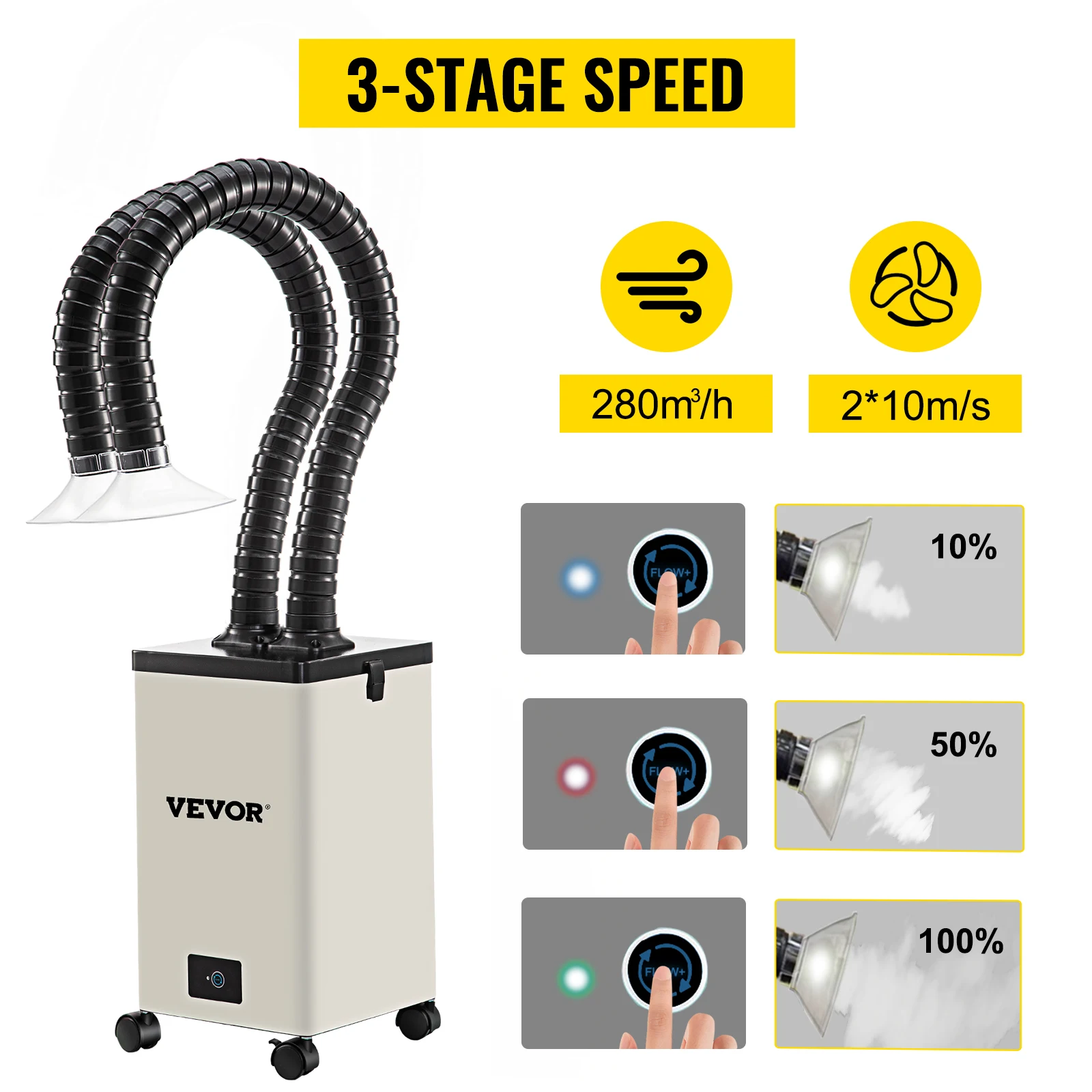 VEVOR 80W 150W Fume Extractor Pure Air Purifier 3 Stage Filters 3 Speed Solder iron Harmful Smoke Absorber for Welding Repair