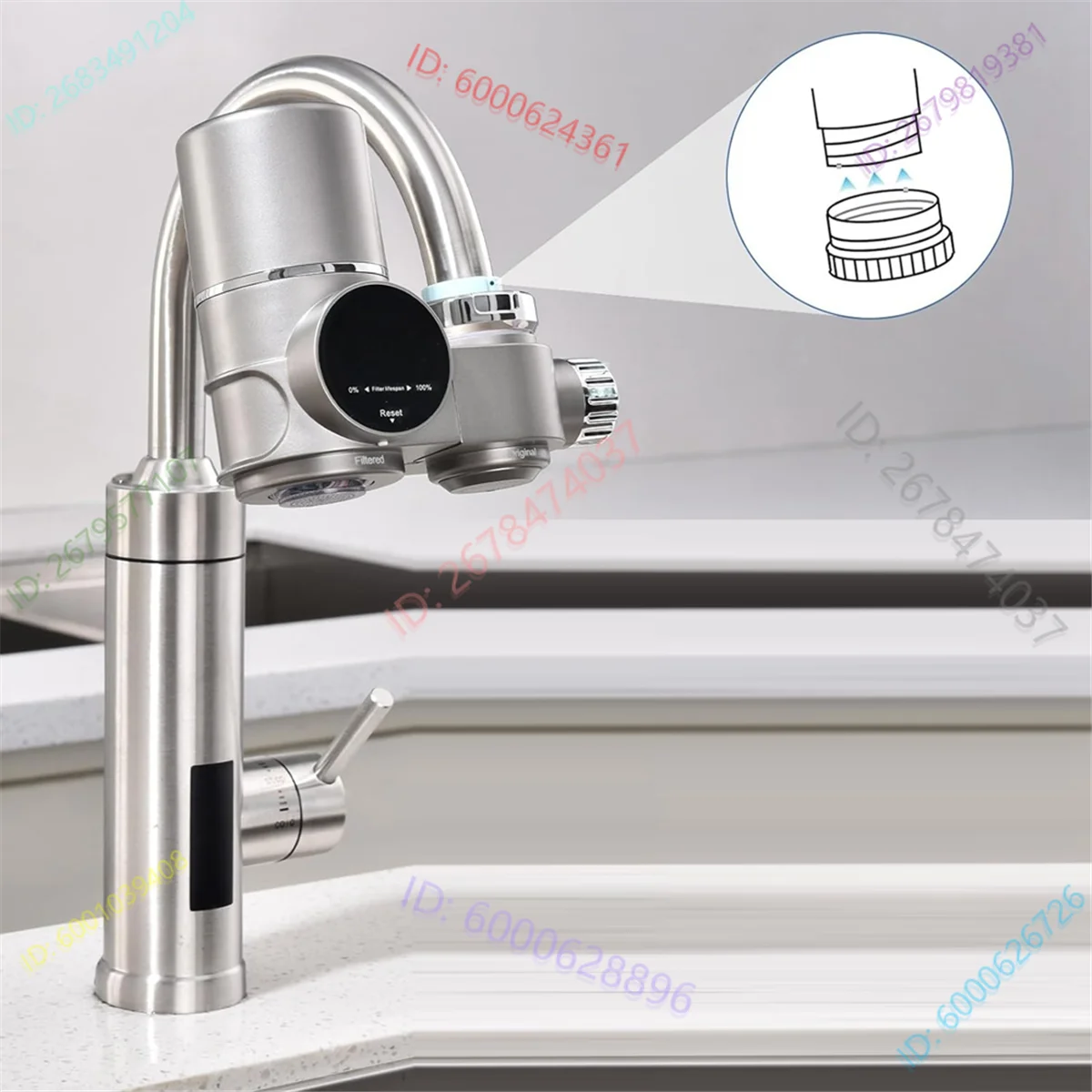 Hot Faucet Water Filter for Sink-LED Display Water Purifier for Faucet,Faucet Mount Tap Water Filtration System for Kitchen view 6