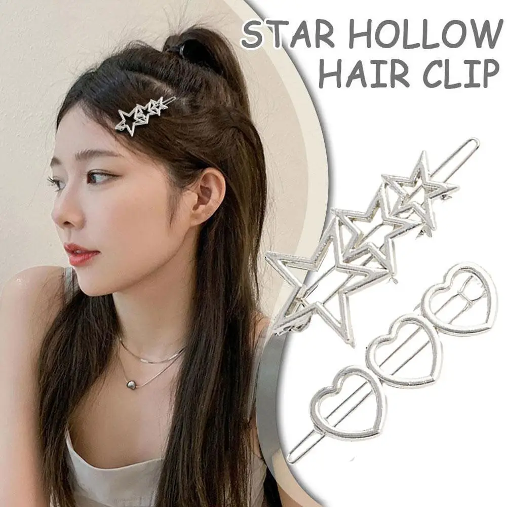 Y2K Spicy Metal Star Hair Clip For Girls, Hollow Star Bangs Clip Heart Hair Clips Hair Accessories