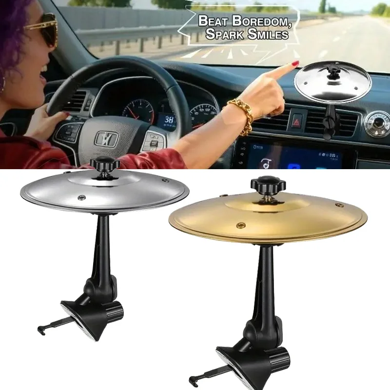 Mini Crash Cymbal Car Air Vent Clip Hand Tap Musical Drum Toy Creative Fun Auto Interior Decor Accessory