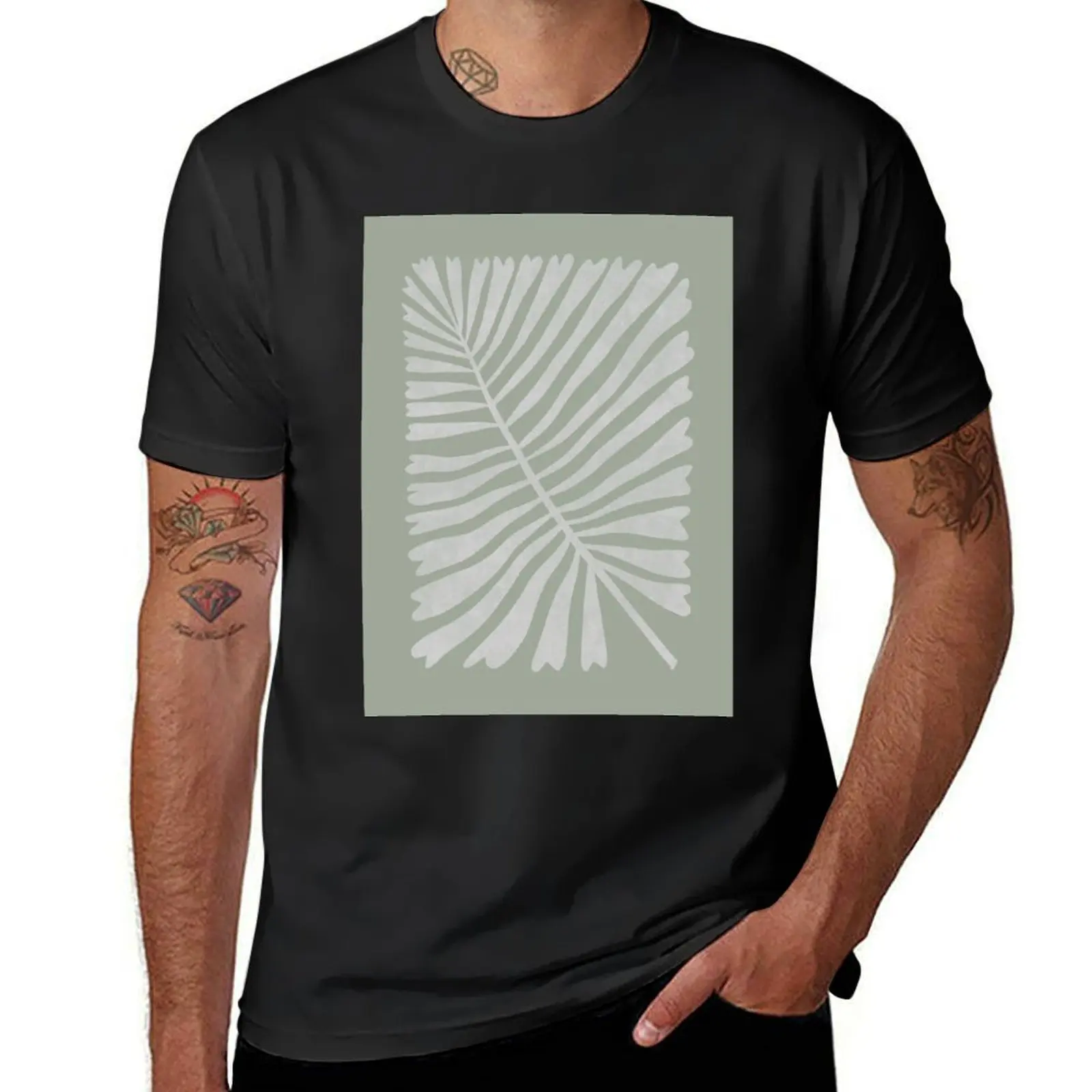 

Wild fern leaf in sage green T-Shirt korean fashion plus size tops plain mens white t shirts