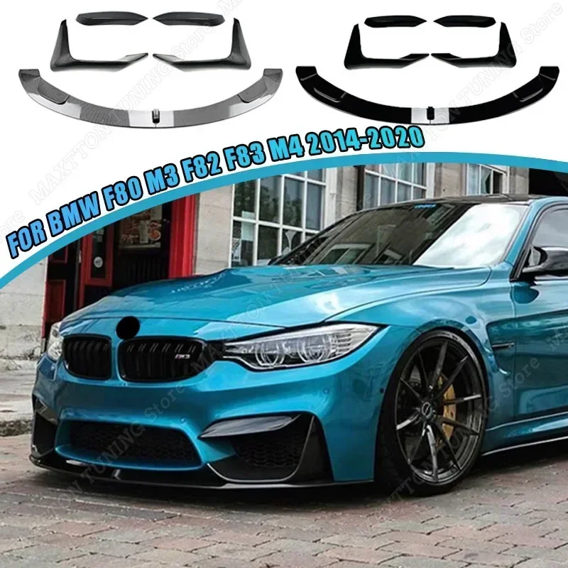 For BMW F80 M3 F82 F83 M4 2014-2020 Car Front Bumper Splitter Lip Spoiler Diffuser Tuning Bodykits Guard Deflector Accessories