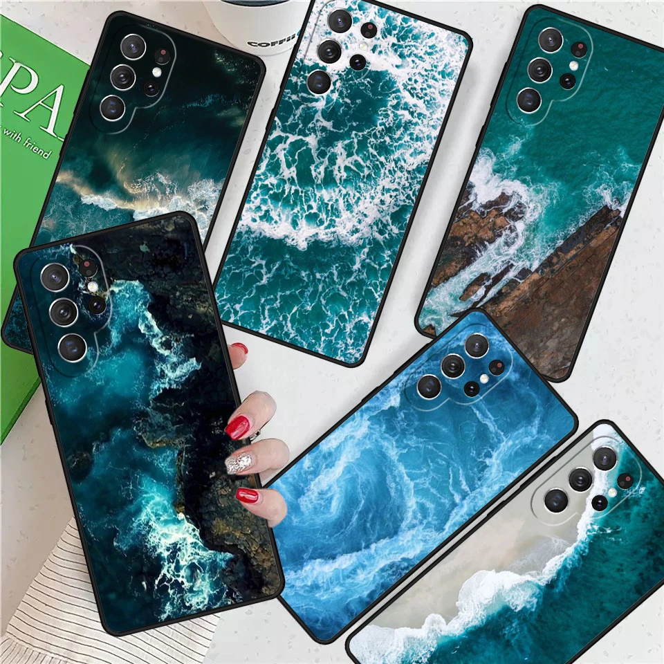 Blue Ocean Sea Waves For Samsung Galaxy S24 Ultra S21 S22 S8 S9 S10E Note 10 20 Plus FE S23 Phone case Cover Coque