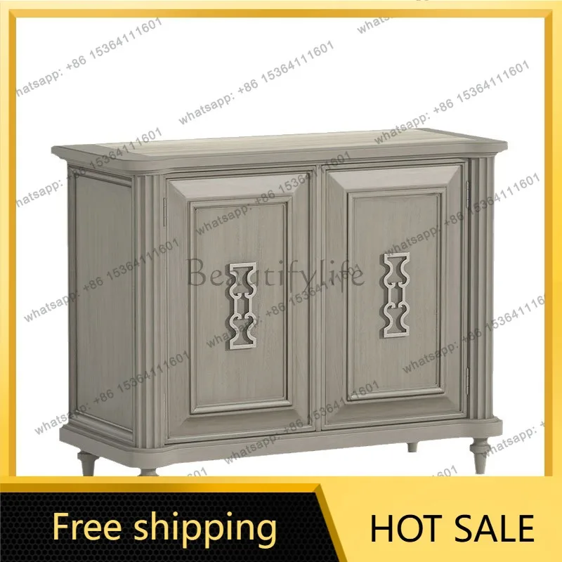 Zj. American light luxury ART double door porch cabinet foyer cabinet modern simple European solid wood side cabinet