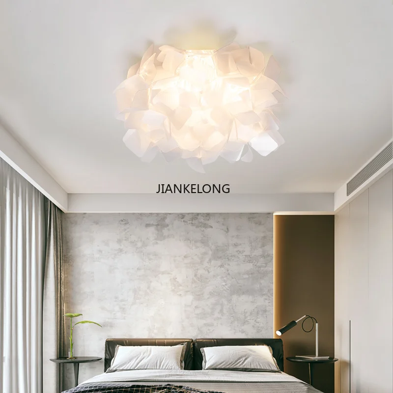Bedroom Lamp 2024 New Model Room Nordic Light Luxury Creative Petal Bedroom Chandelier Ins Net Red Lamp Feather Ceiling Lights