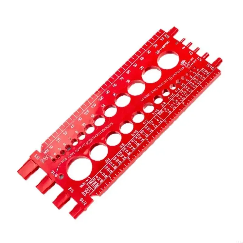 Bolt and Nut Gauge Screws Square Size Measuring Ruler Checker Inch Metric Tester