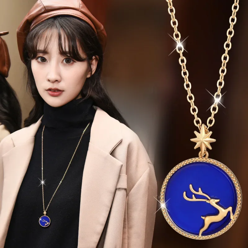 قلادة الغزلان على شكل نجمة مثمنة هي سلسلة سترة متعددة الوظائف وعصرية للنساء