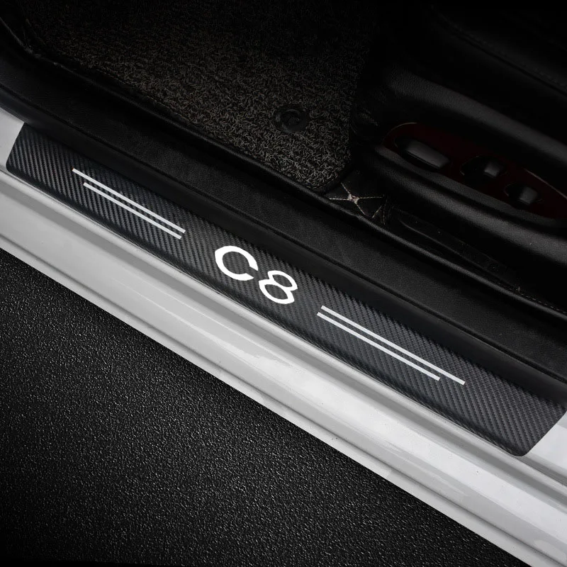 Carbon Fiber Car Sticker Protector Strip Auto Door Sill Welcome pedal Anti Scratch Waterproof For Citroen C8 Auto Accessories