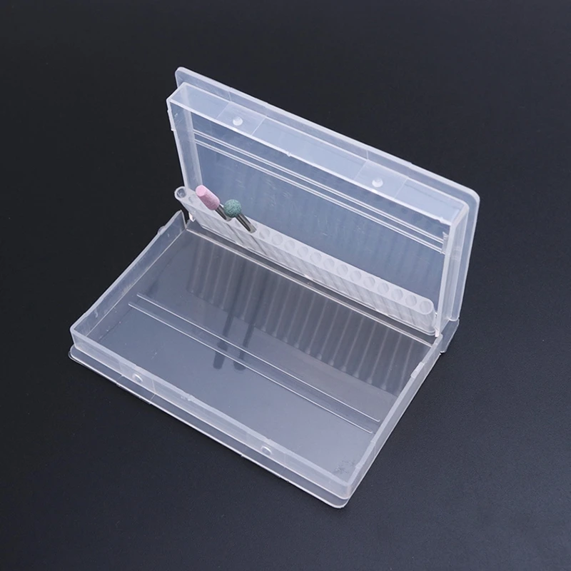 Caja de almacenamiento de brocas de plástico para uñas, soporte vacío para cortador de fresado, contenedor de exhibición, estuche para herramientas