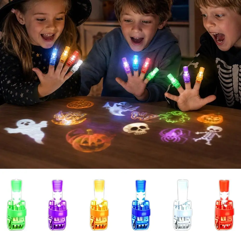 36pcs LED Luminous Ring Set Halloween Projection Light Christmas Easter Flash Color Random for Party Decorations