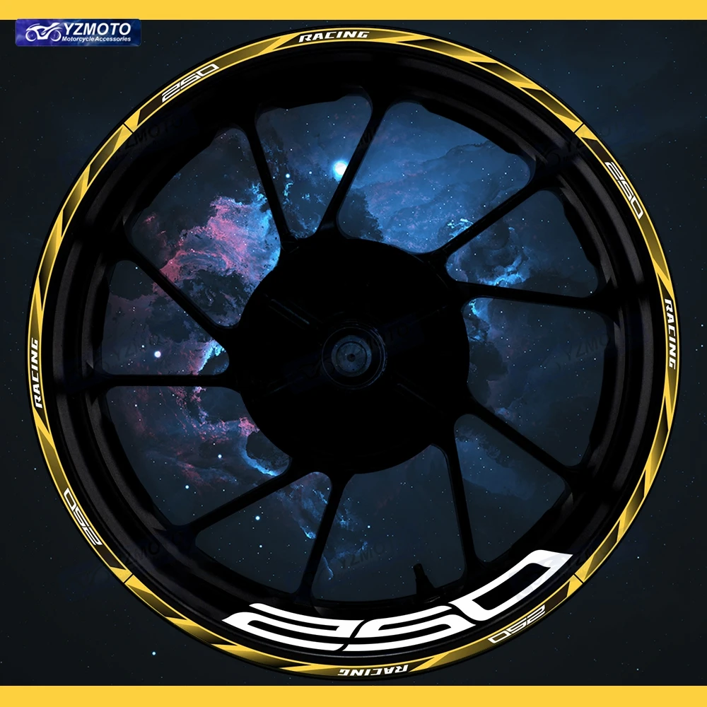

Для мотоцикла Z250 Z 250 17-дюймовая гоночная наклейка на переднее и заднее колесо, водостойкая светоотражающая декоративная наклейка на обод втулки в полоску