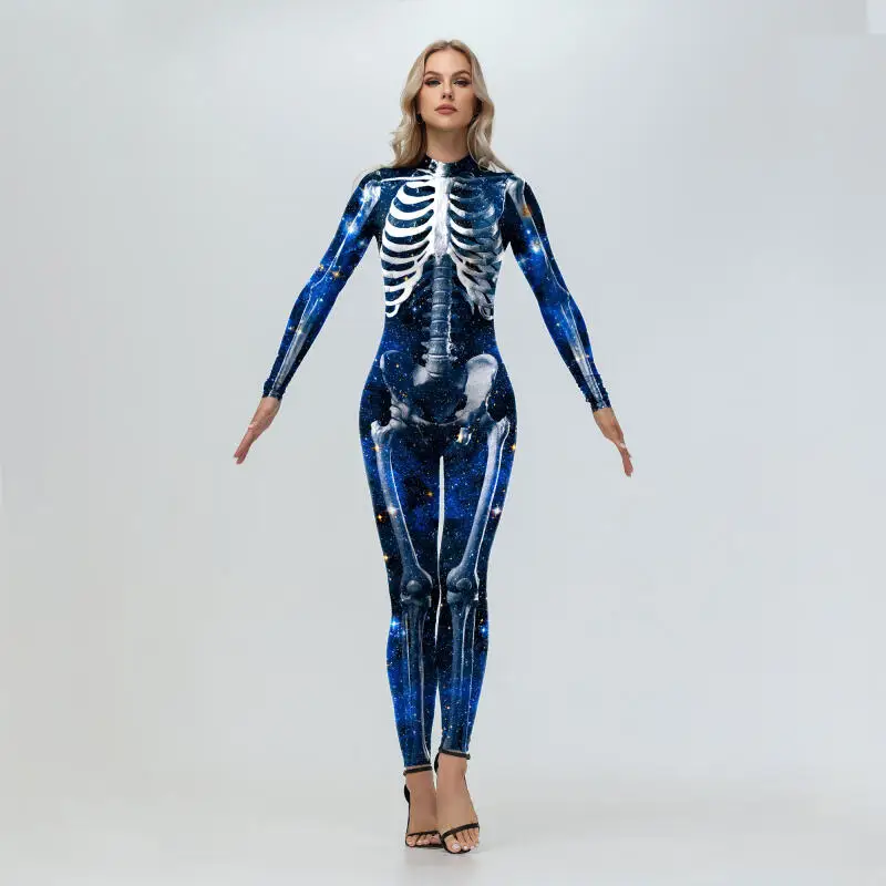 Halloweenowy kostium szkieletu Duch Cosplay Kombinezon Kobieta Mężczyzna Dzień zmarłych Body Karnawał Przebranie Straszne ubrania imprezowe