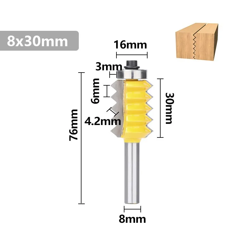 8mm Shank Finger Joint Router Bits Glue Panel V Joint Milling Cutter for Woodworking Tools Tenon Bits