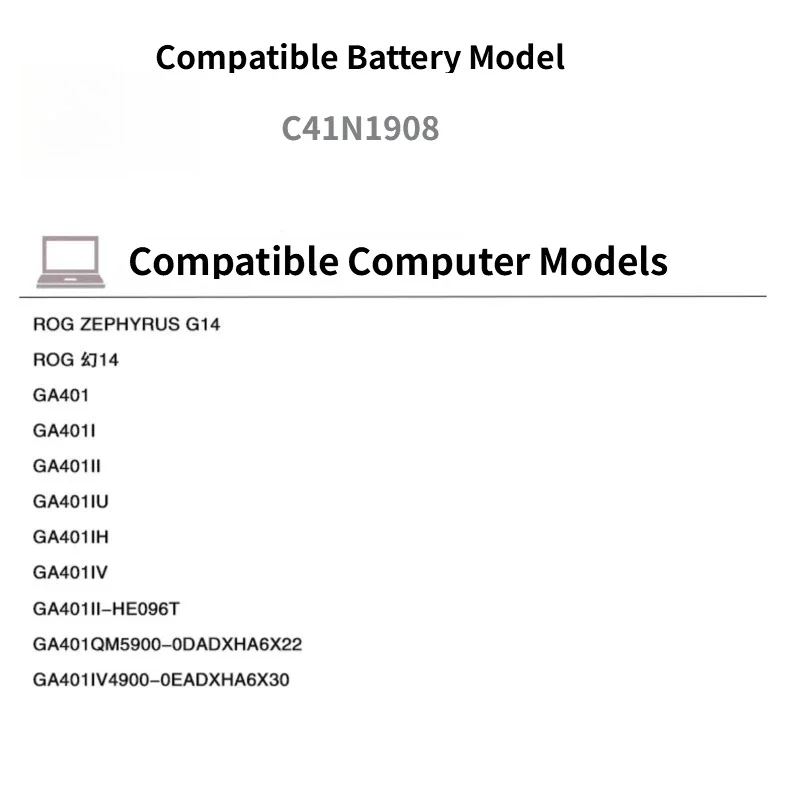بطارية الكمبيوتر المحمول C41N1908 15.2V 75Wh 4934mAh ل Asus Rog ZEPHYRUS GA401IU GA401QC GA401QE GA401IV GA401II GA401IHR جودة عالية #5