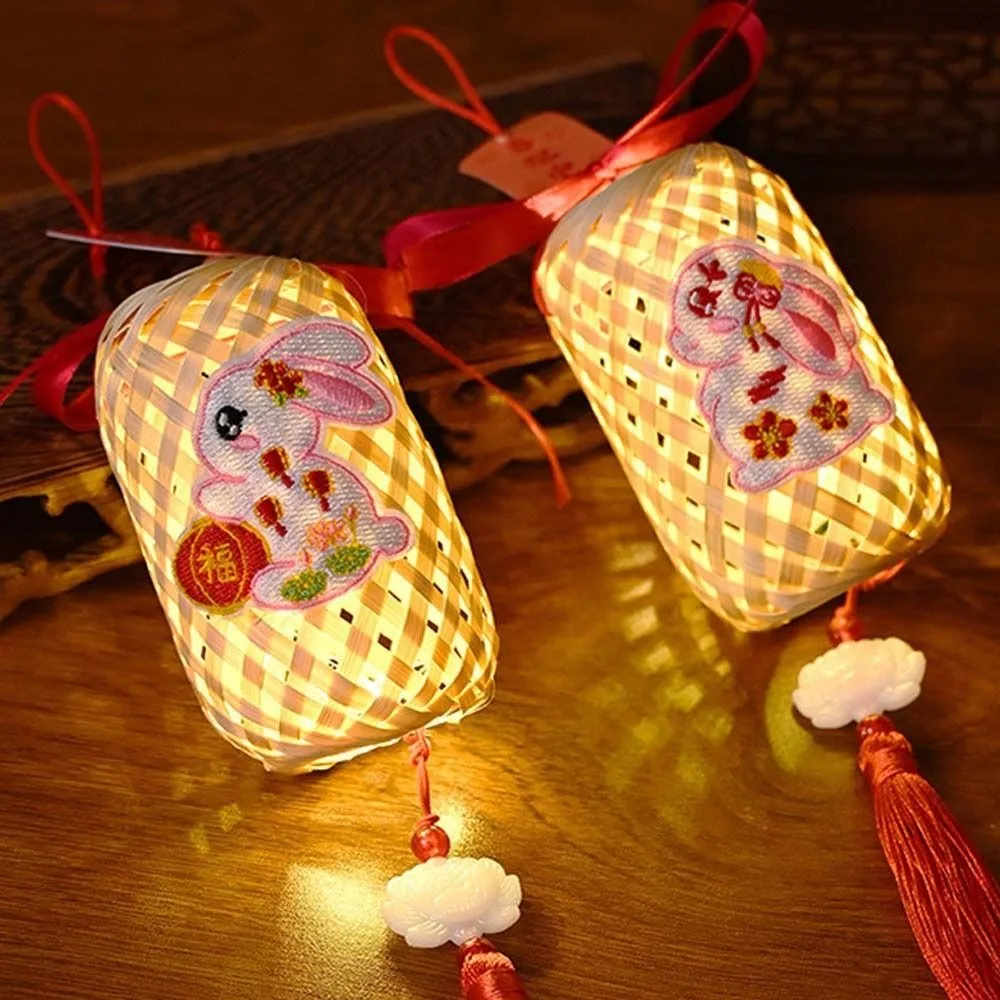 Lentera Festival Musim Gugur Tengah Kelinci Buatan Tangan Kartun Anak-anak DIY Kit Bahan Lentera Mainan Kerajinan Lentera Kelinci PP Bercahaya