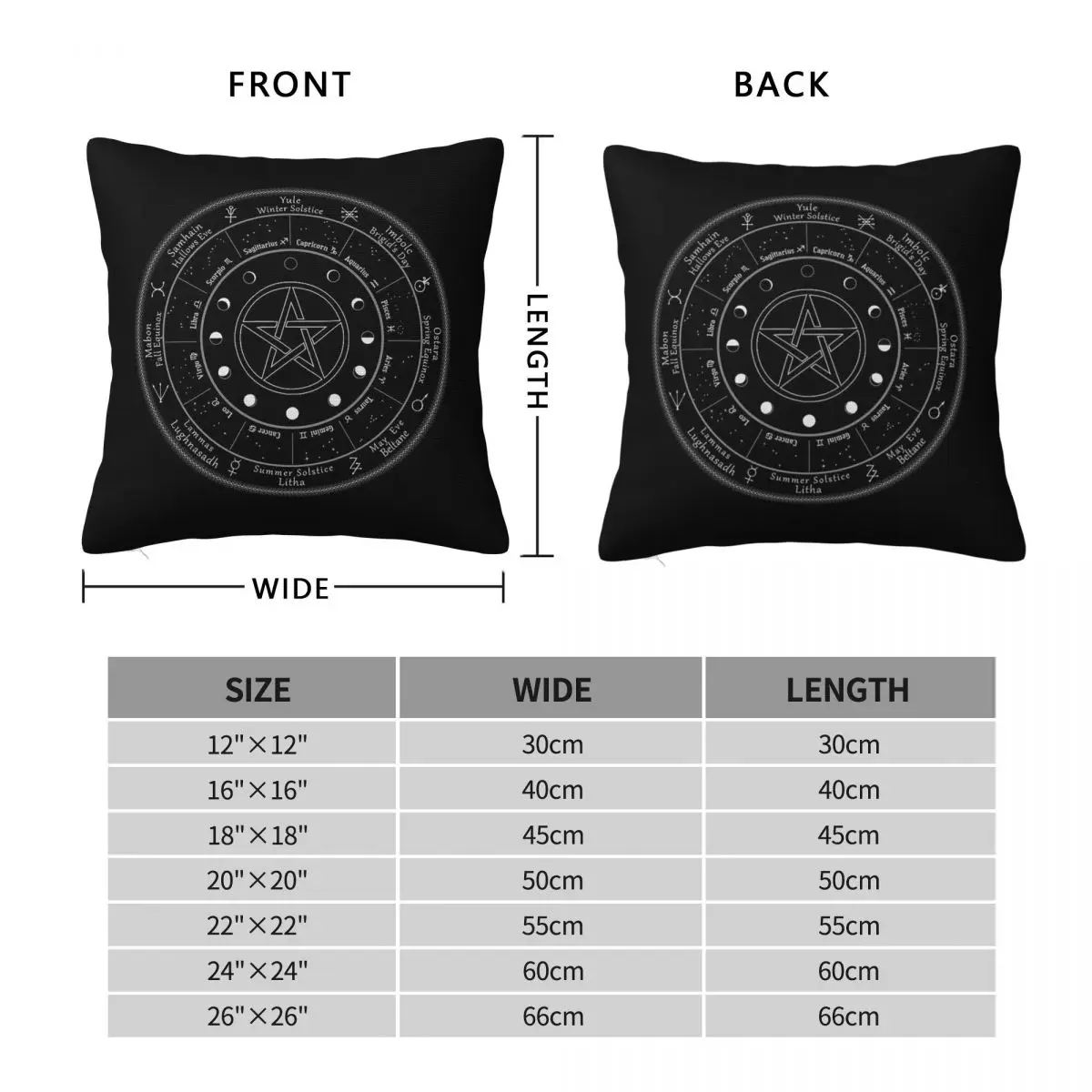 Pagan Calendar Wheel Of The Year Square Pillowcase Polyester Linen Velvet Creative Zip Decor Car Cushion Cover