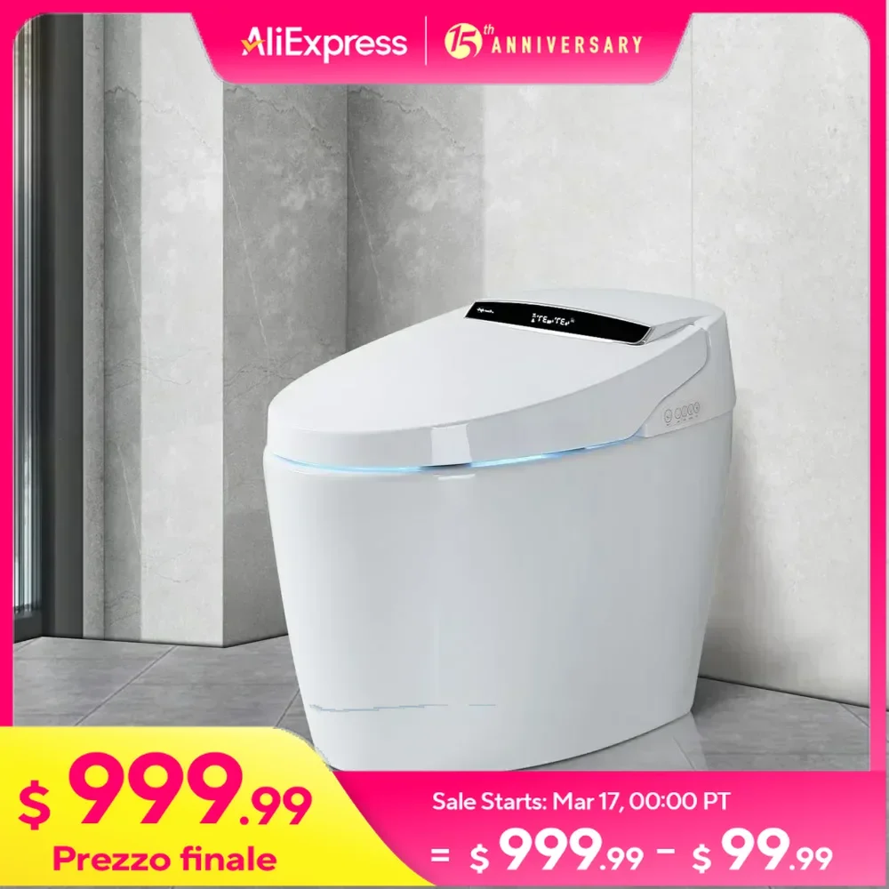 

Smart Toilets with Heated Bidet Seat, with Automatic Flush and Foot Feel Flush, Portable Bidet Toilet with Dryer and Warm Water