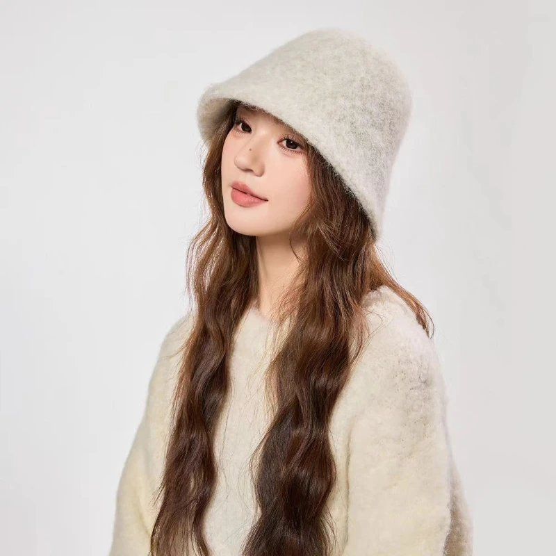 2025 neue Herbst Winter Wolle Eimer Hut Frauen Mode Vintage Fischer Hüte Vielseitige Kappe Frühling Filz Hut 6 Farben faltbare Hut