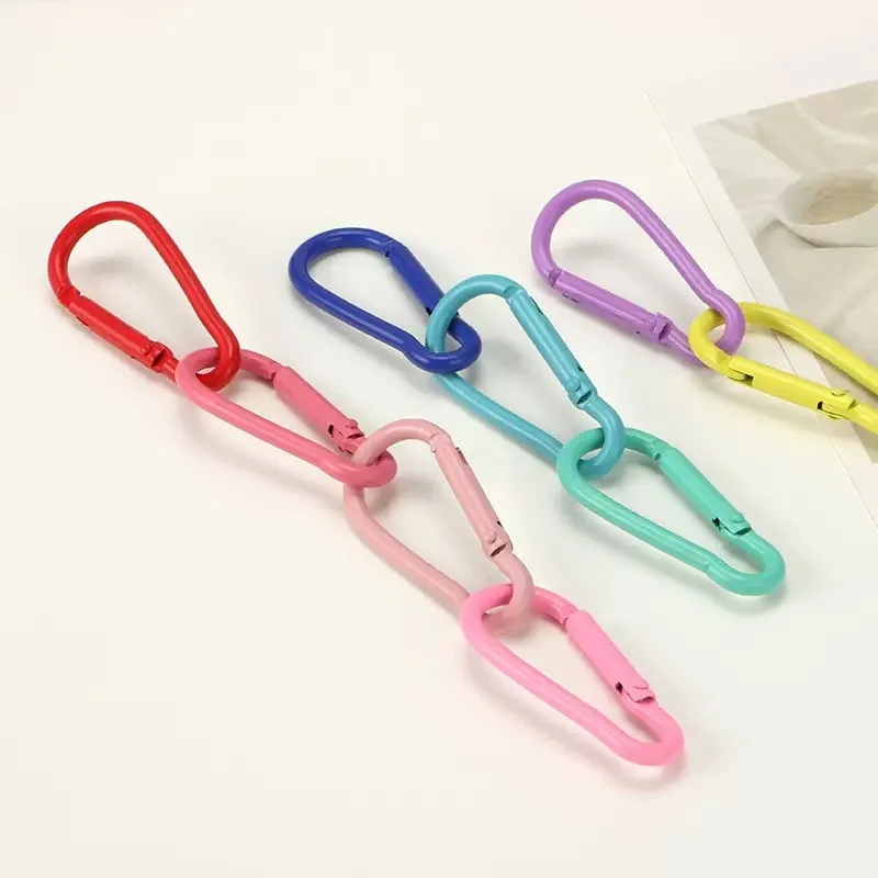 10pcs 22x47mm Gourd-Shaped Carabiner Key Chain Clip Colorful Spring Buckle Hook For DIY Outdoor Camping Handbag Key Ring
