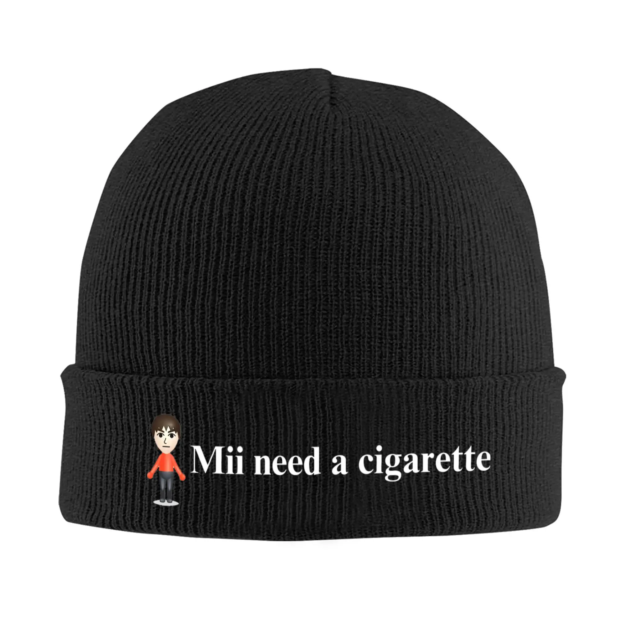 Mii Need A Cigarette Knitted Hat for Women Men Skullies Beanies Autumn Winter Hat Acrylic Mii Brawler Warm Caps