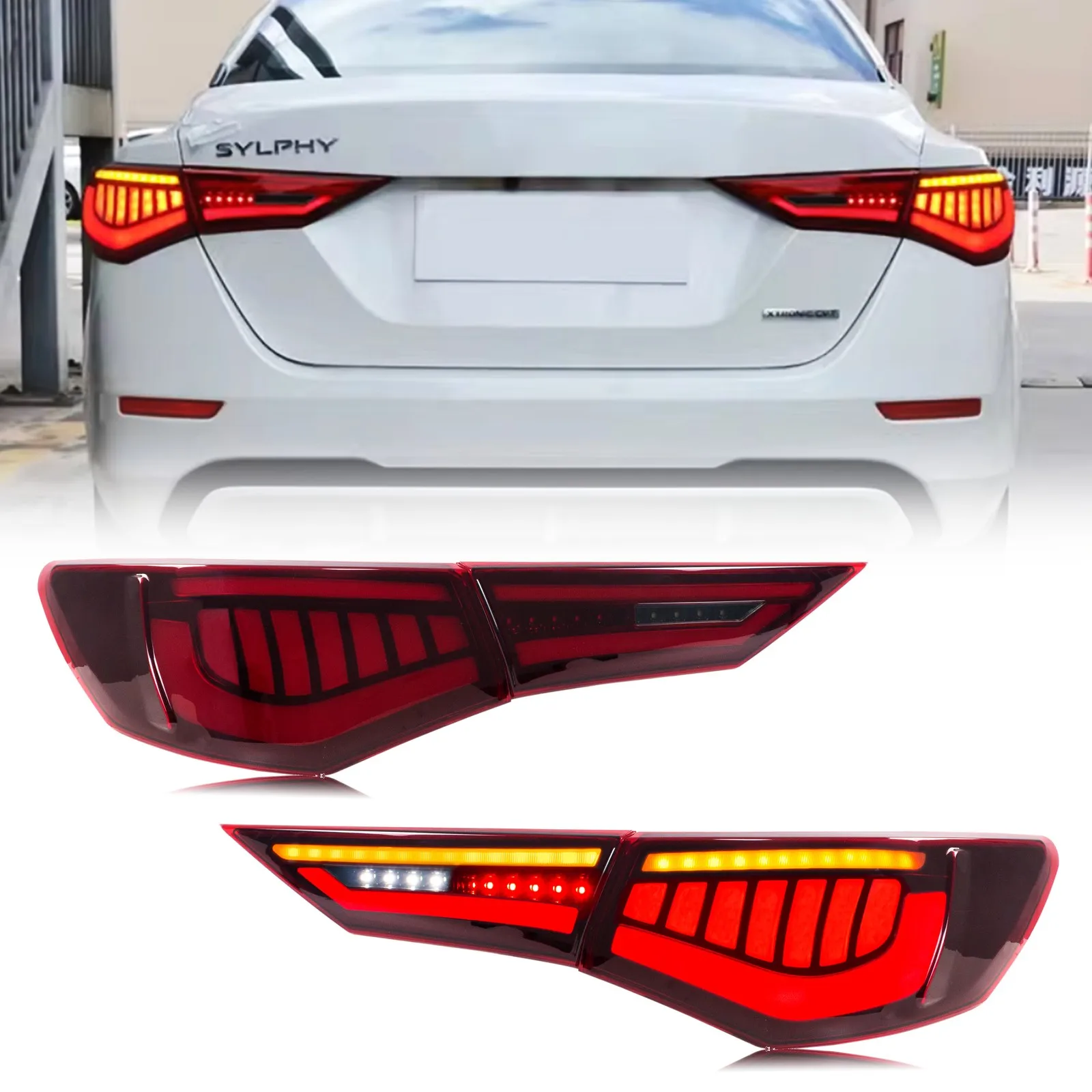 

LED Tail Lights Assembly for Nissan Sentra 2020-2025 SR S SV B18 Red Sequential Turn Signal Trunk Rear Brake Lamps Assembly