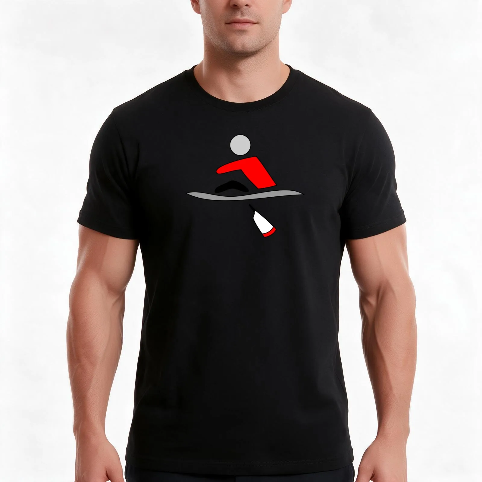 Rowing - single, red & black, light background T-Shirt, Summer Casual Cotton Tee, Oversized Streetwear Tops, Unisex Men Women