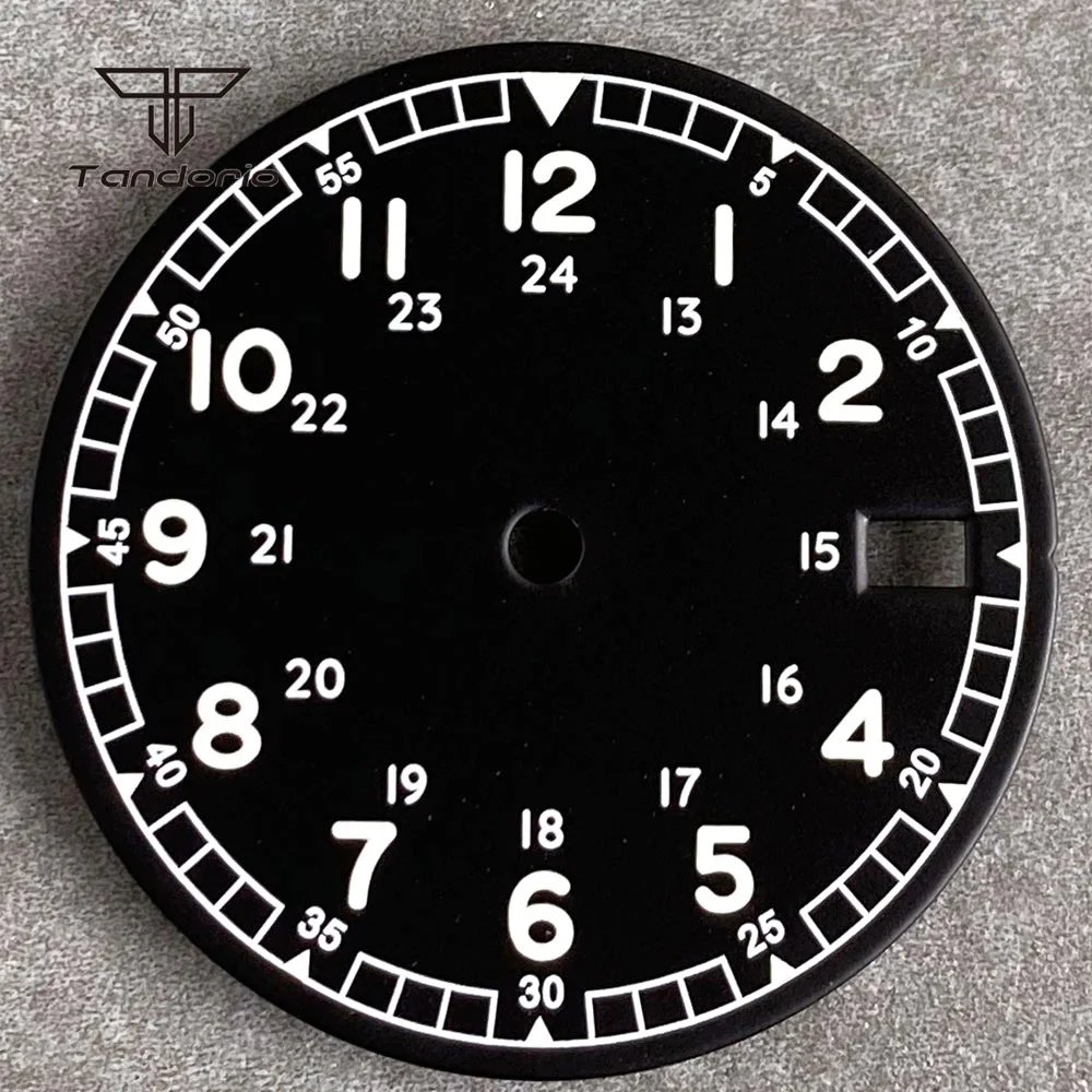 Fit NH35 Movt 29mm Sterile Watch Dial Matte Face Arabic Numerals Date Window Hands Set Luminous Wristwatch Mod Parts Accessories