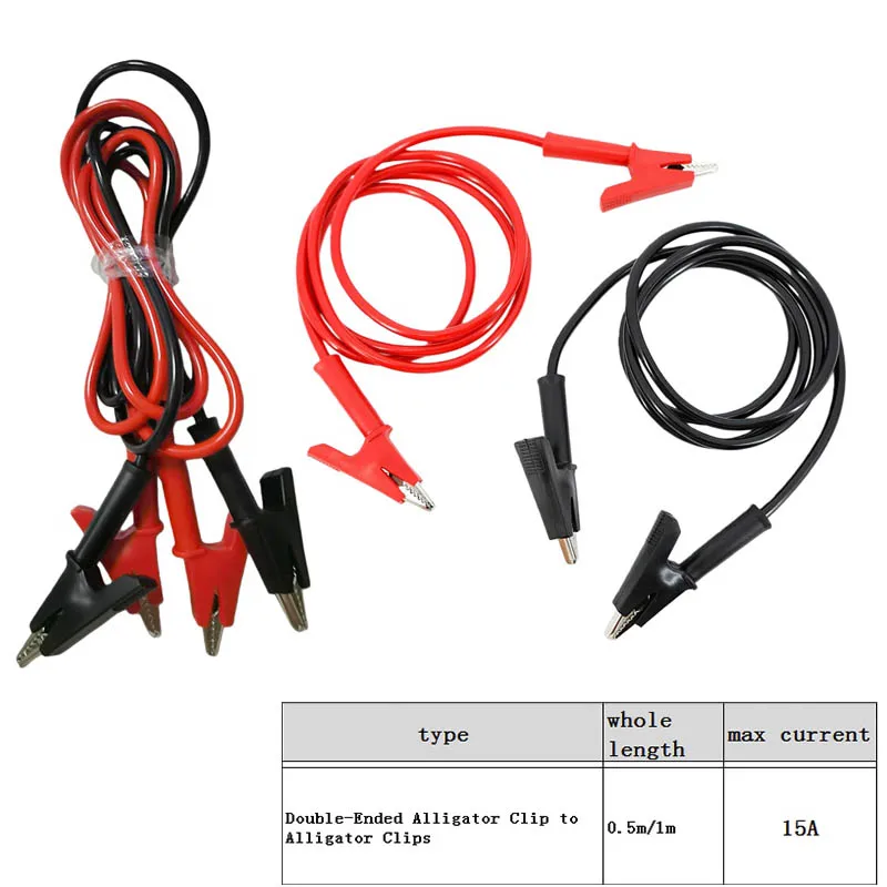 50cm 100cm 1000V 15A Double-Ended Alligator Clip to Alligator Clips test Leads Wires cable for Electrical Testing Test
