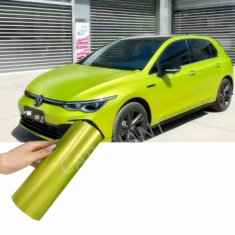 Matte Satin lemon green Series Car Vinyl Wrap Film Easy Install Bubble Free Vehicle Sticker Pack for Exclusive Car Wrapping
