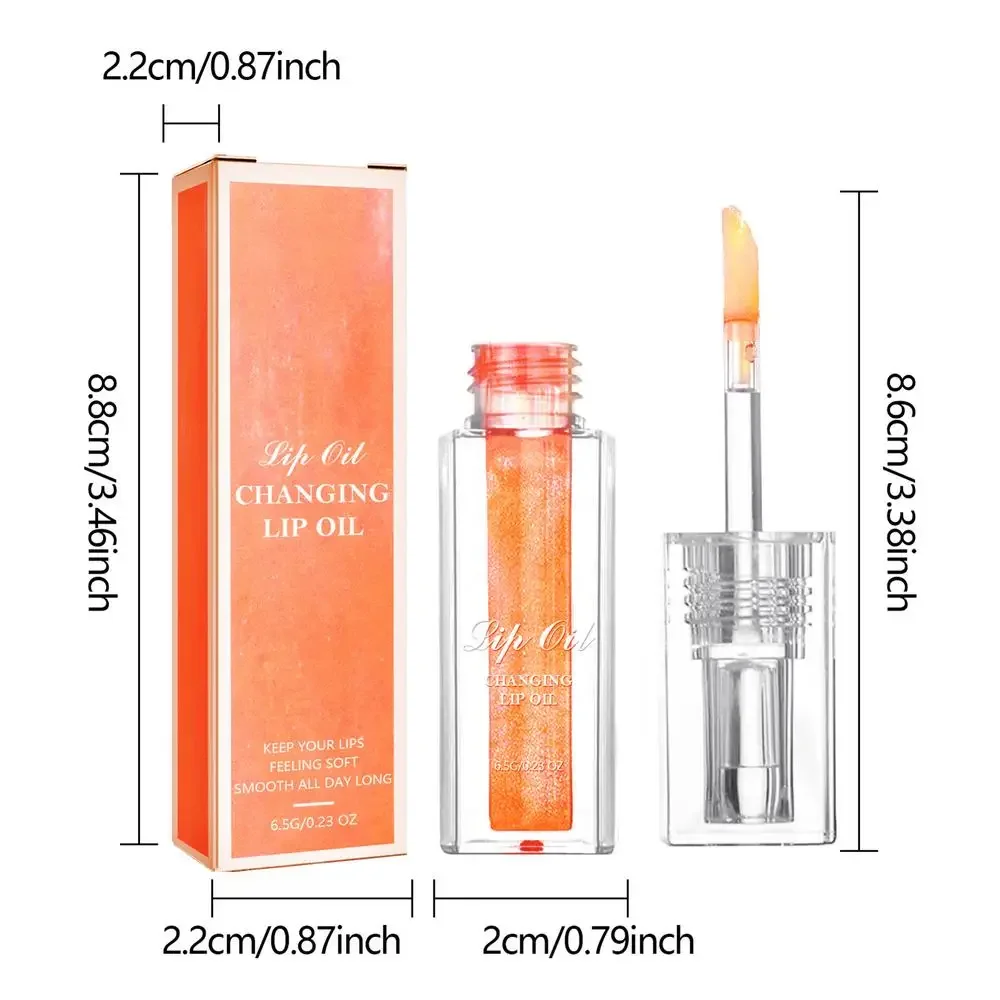 Sdotter 1pcs Magic เปลี่ยนสี Lip Oil Lipgloss เปลี่ยนสี Lipoil สีชมพูสีแดงสีส้ม Lip Glaze Liquid Moisturizing