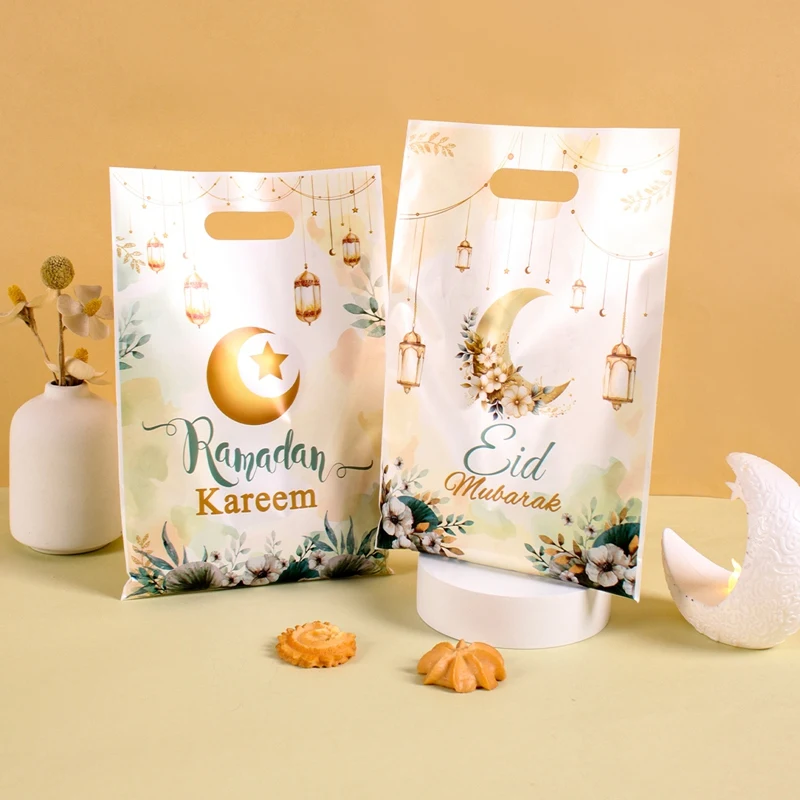 Eid Mubarak Moon Hand-held Gift Bag Ramadan Kareem Decorations 2025 For Home Islamic Muslim Eid Al-Fitr Party Favors Candy Bags