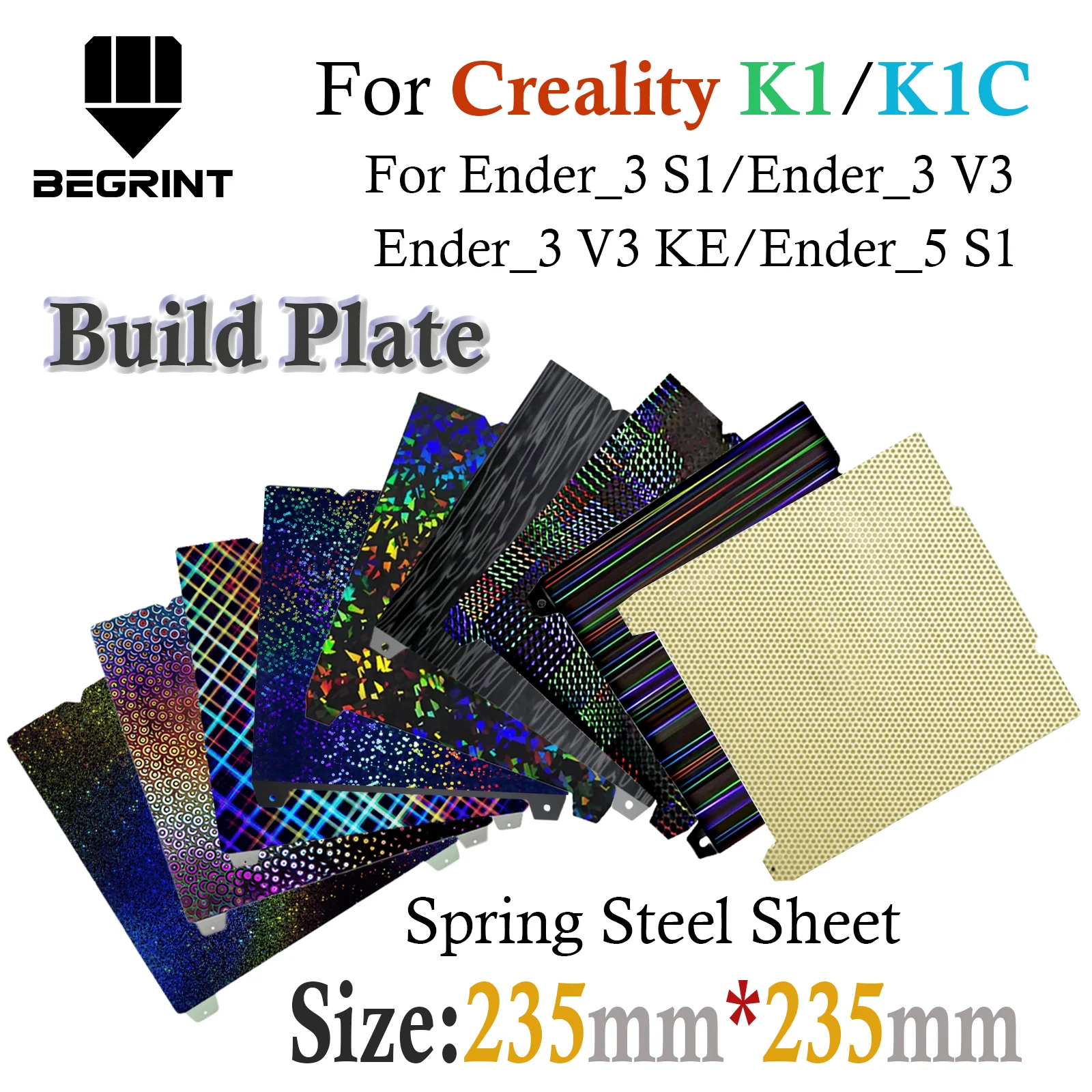 

Для Creality K1 K1C Ender 3 V3 PEI Сборная пластина 235*235 Двусторонняя гладкая текстурированная пружинная стальная листовая нагревательная платформа для Ender3 V3 SE