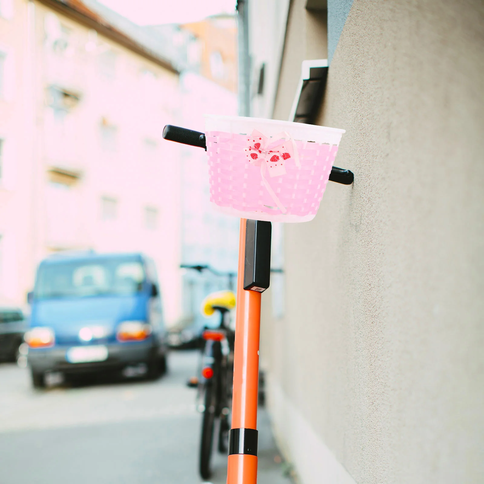 

1Set Bike Front Basket Kids Cycling Storage Container Detachable Thicken Sturdy Basket for Children Scooter Cute Bike Bell