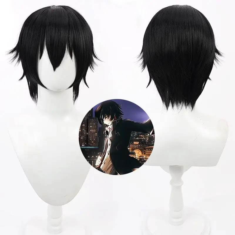 Code Geass Lelouch Lamperouge Cosplay Wig, Realistic Scalp Natural Black Short Hair Anime Full Wig